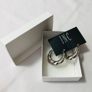 New INC silver ridged hoops